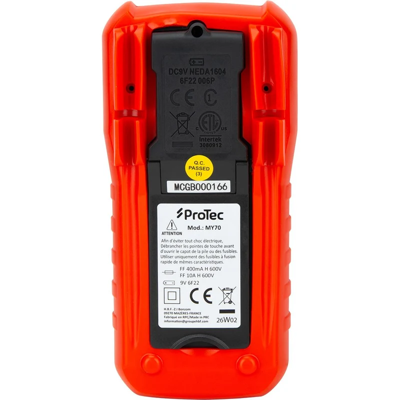 Multimètre digital antichoc 8 fonctions CAT III 600V - Protec