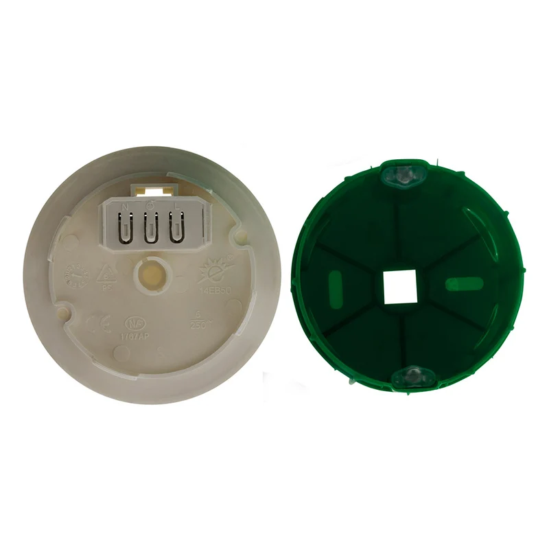 Kit DCL point de centre murs pleins Ø65mm + fiche + douille E27 + crochet - Vert - Zenitech