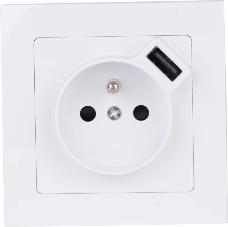 Prise + USB A encastrés + plaque de finition Kalya - Zenitech