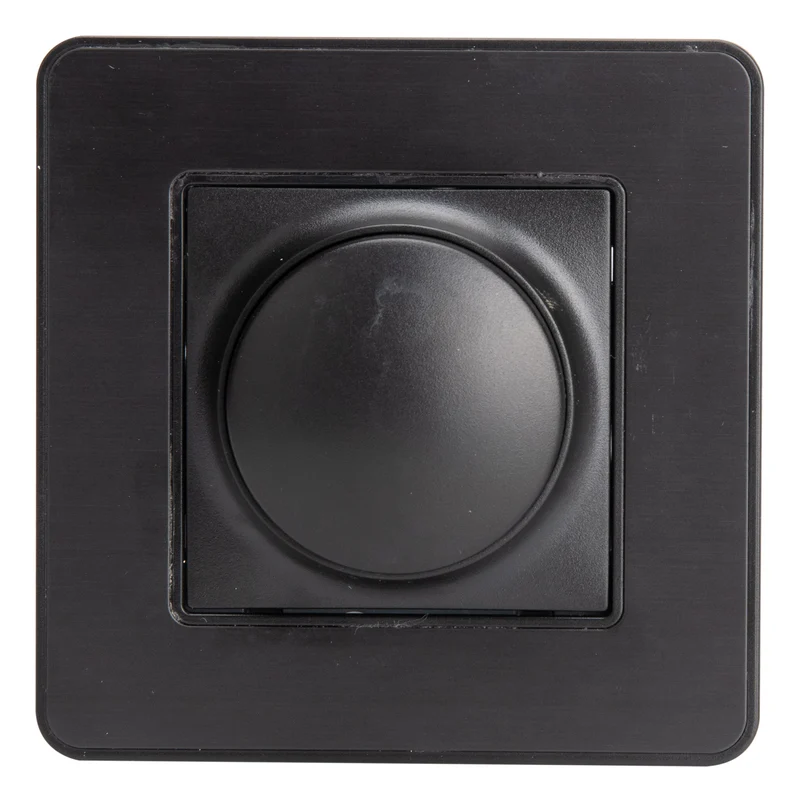 Variateur rotatif complet compatible LED 16A - métal Noir brossé - Kouro - Zenitech