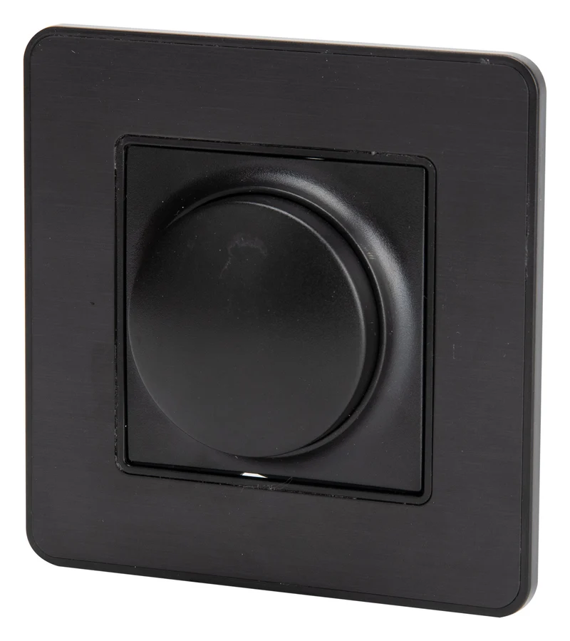 Variateur rotatif complet compatible LED 16A - métal Noir brossé - Kouro - Zenitech