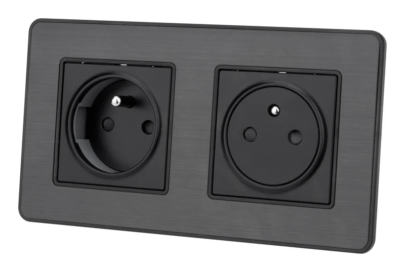 Prise 16A 2P+T Easy Eject en métal noir brossé - Kouro - Zenitech