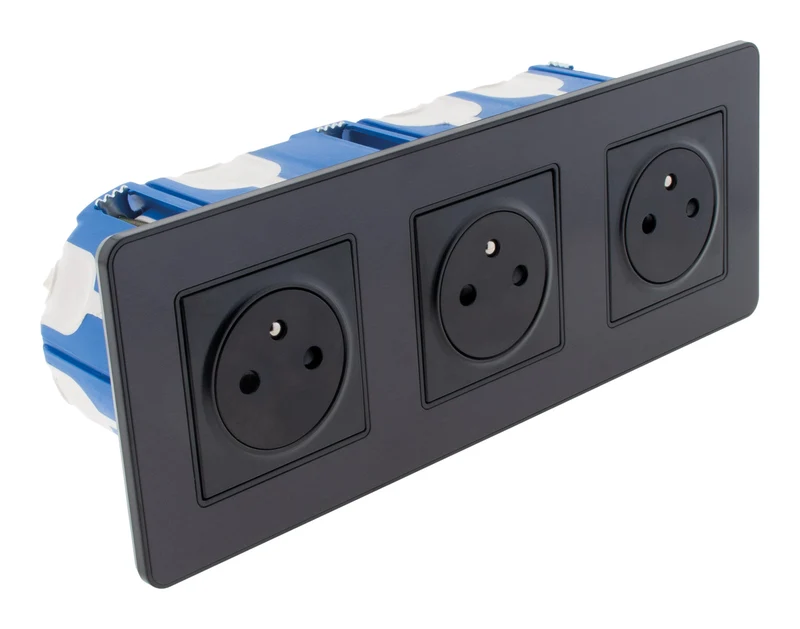 Prise 16A 2P+T Easy Eject en métal noir brossé - Kouro - Zenitech